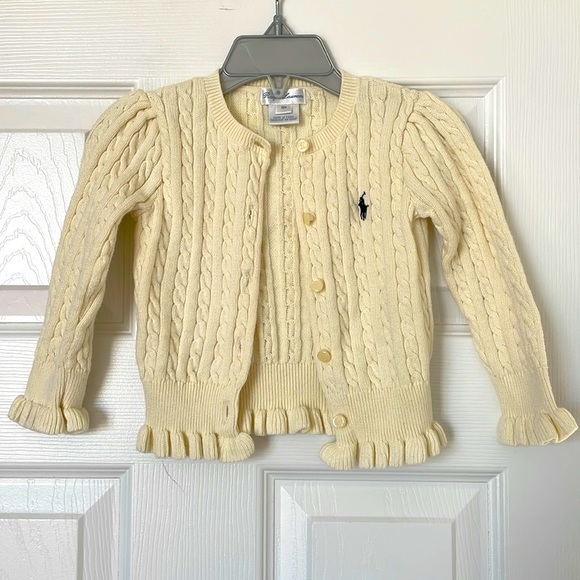 Ralph Lauren Other - Ralph Lauren Cotton Cable Knit Cardigan Sweater Top, Cream, Baby Girl 18 Months